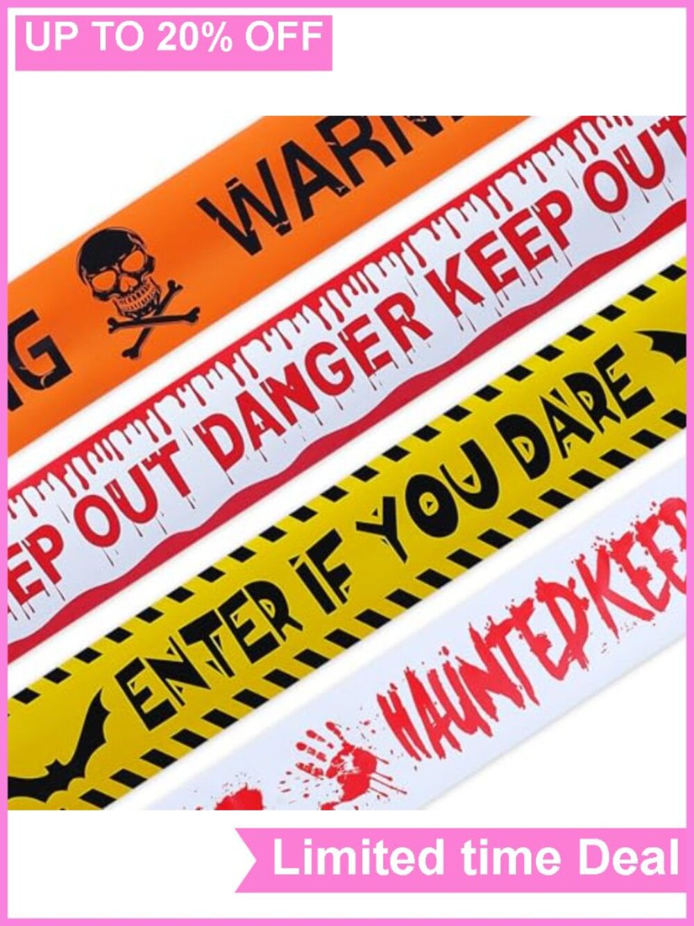 Halloween Caution Tape 4 Roll Set Haunted House Party Decor 328ft PE